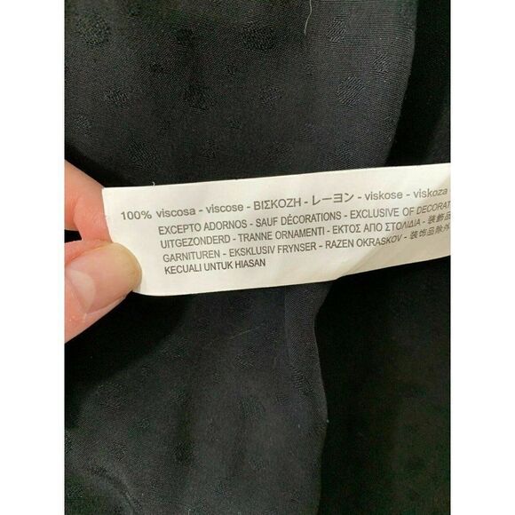 Zara Womens Solid Black Polka Dot Long Sleeve Oversized Top Blouse Xs - Picture 7 of 7